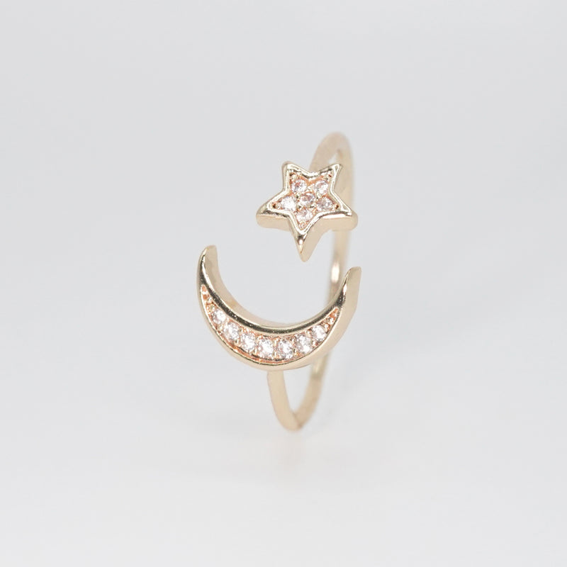 Crescent Ring - A celestial marvel with new moon and star detailing.