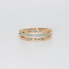 Lomitas Ring - Exquisite ring with three sleek lines and striking blue accents.