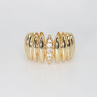 Spalding Ring - Striking bold accessory with horizontal lines and sparkling stones.