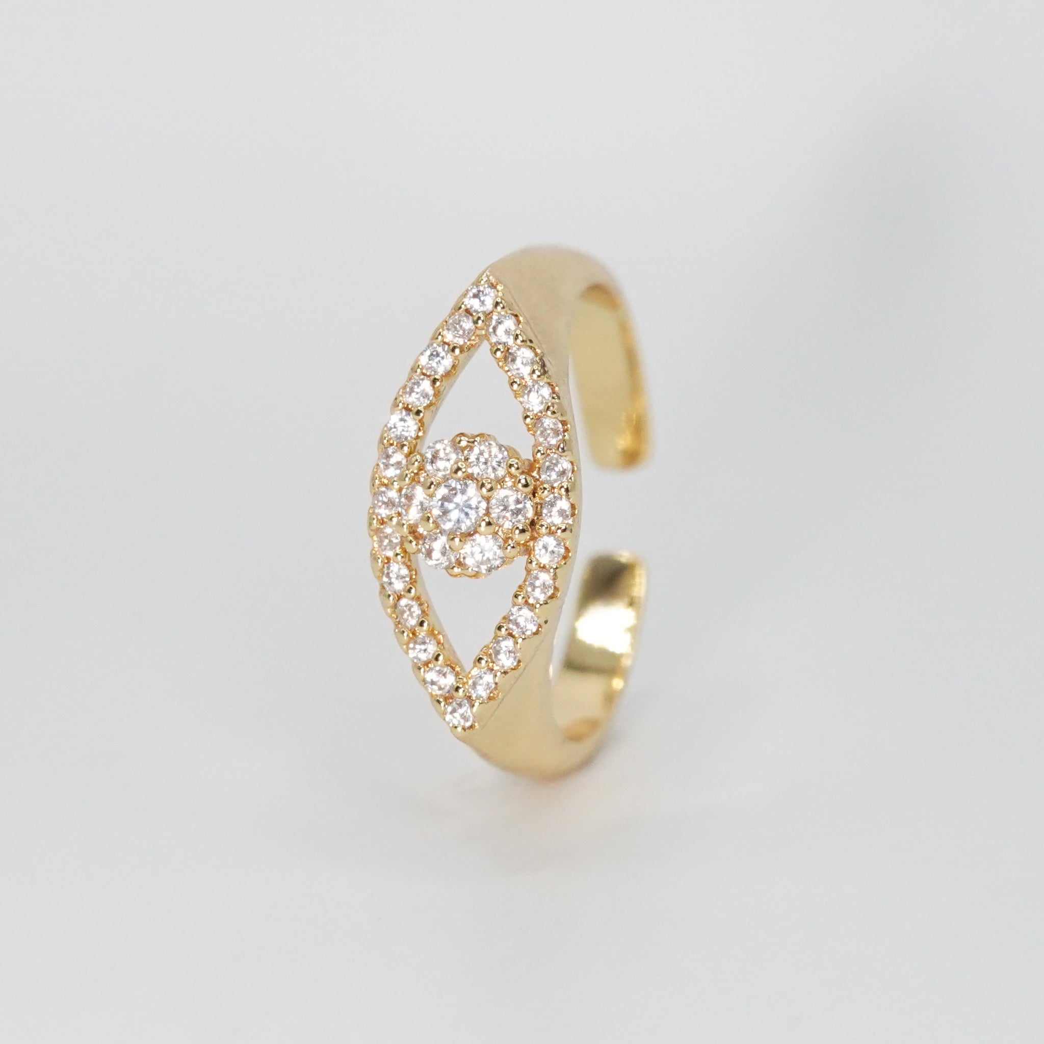 Encinal Ring - Sterling silver ring with eye motif, intricate detailing.