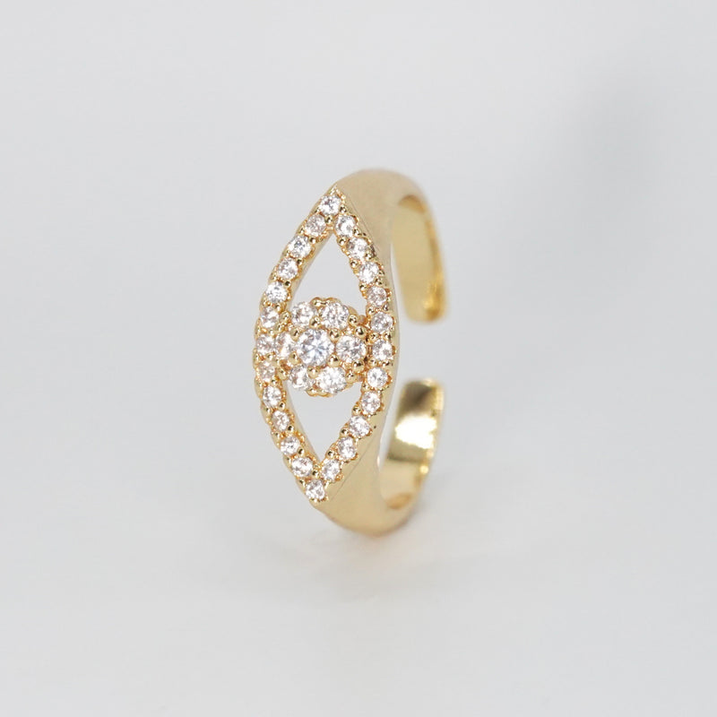 Encinal Ring - Sterling silver ring with eye motif, intricate detailing.