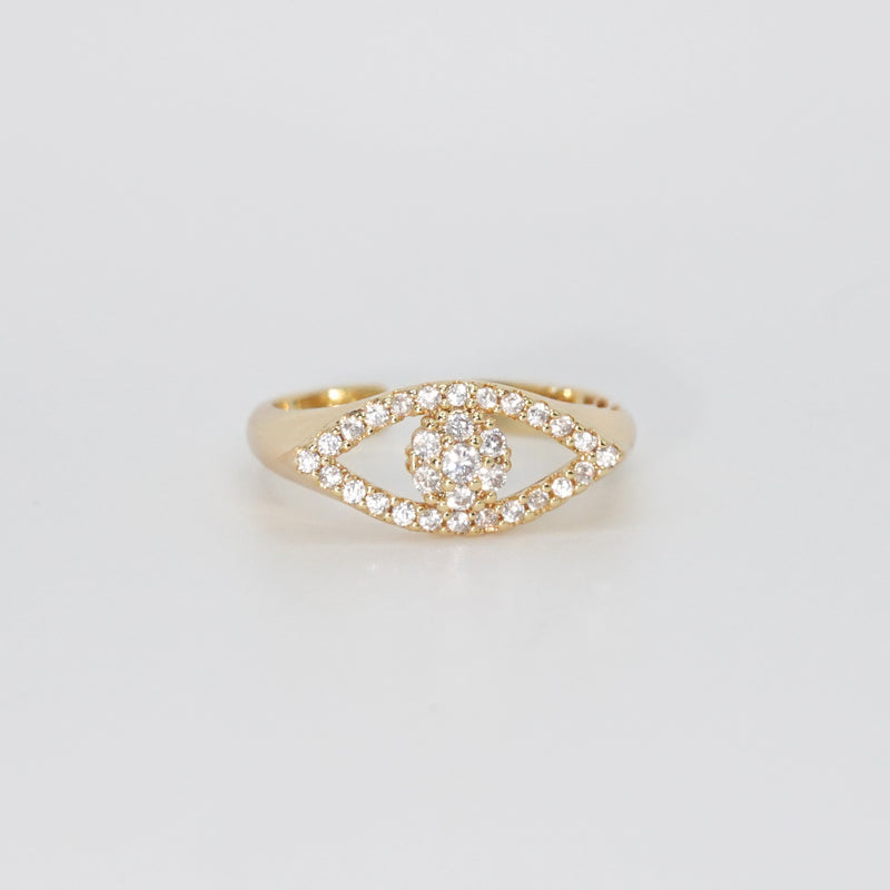 Encinal Ring - Sterling silver ring with eye motif, intricate detailing.
