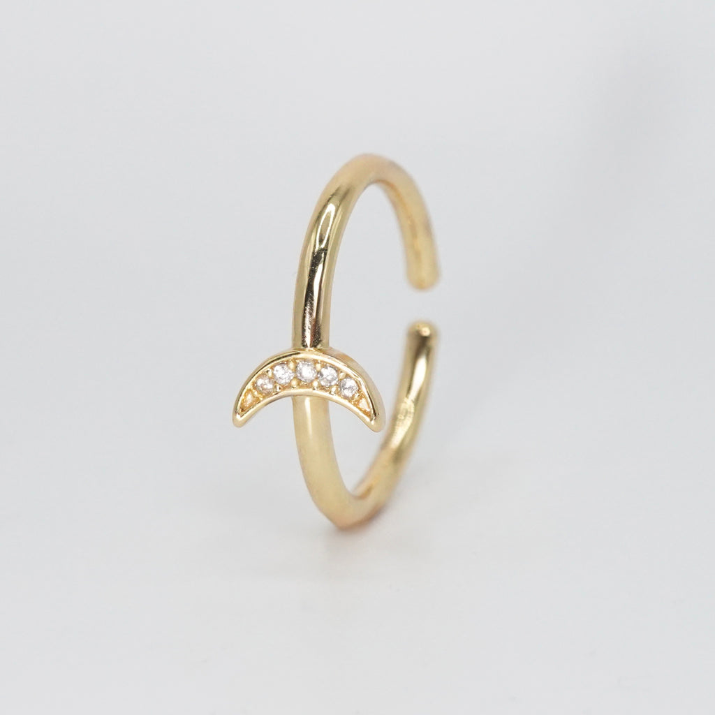 Zuma Ring - Delicate new moon motif with shimmering stones.