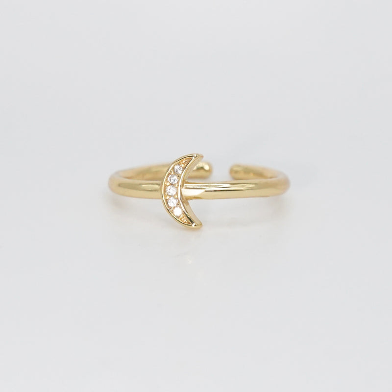 Zuma Ring - Delicate new moon motif with shimmering stones.