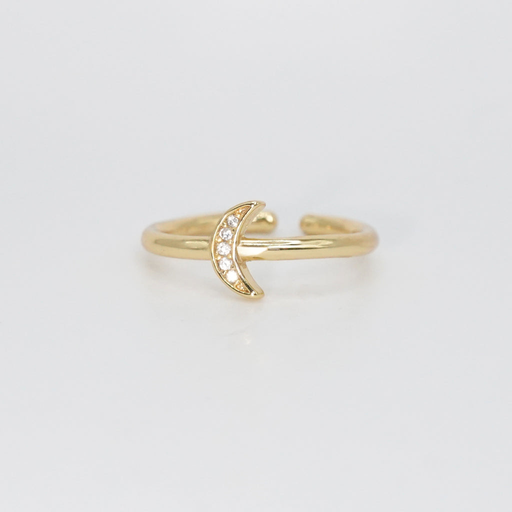 Zuma Ring - Delicate new moon motif with shimmering stones.
