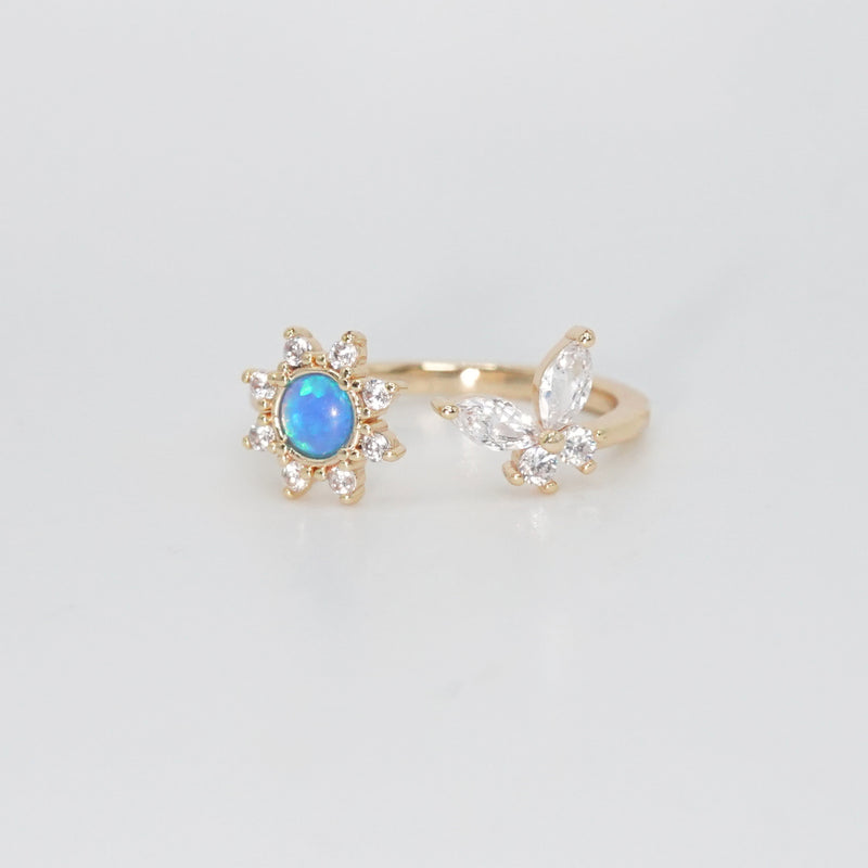 Sweetwater Ring - Opal centerpiece with butterfly and shimmering stones.