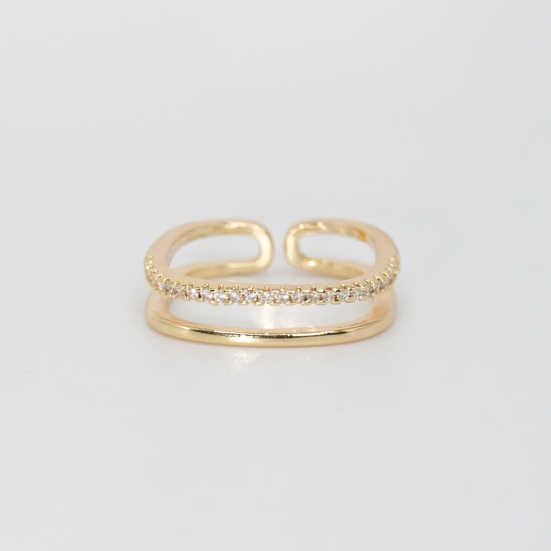 Bonsall Ring - Refined accessory with two sleek lines, one adorned with shimmering stones.