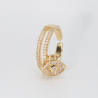 Meadows Ring - Shimmering stones in two lines with attached eye motif.
