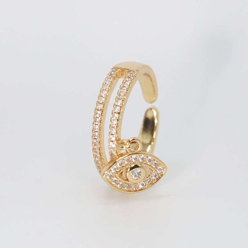 Meadows Ring - Shimmering stones in two lines with attached eye motif.