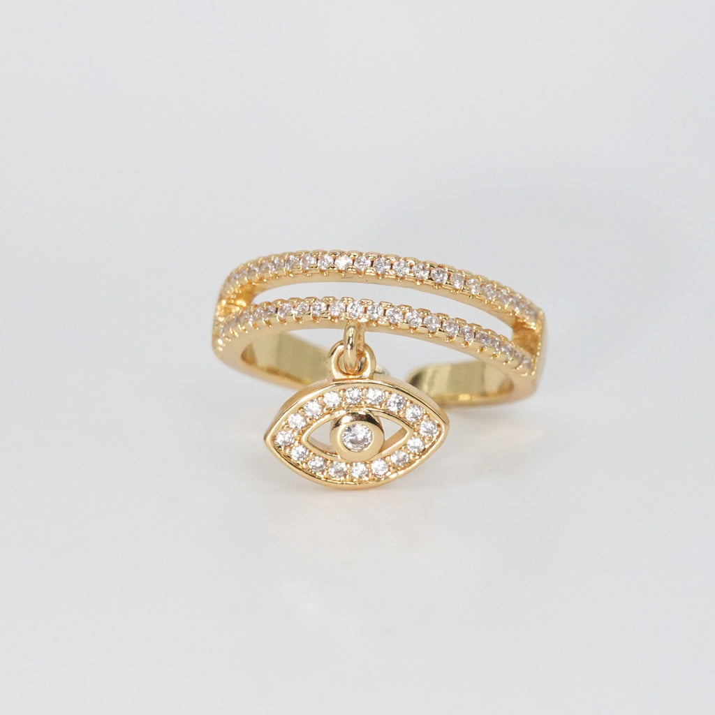 Meadows Ring - Shimmering stones in two lines with attached eye motif.