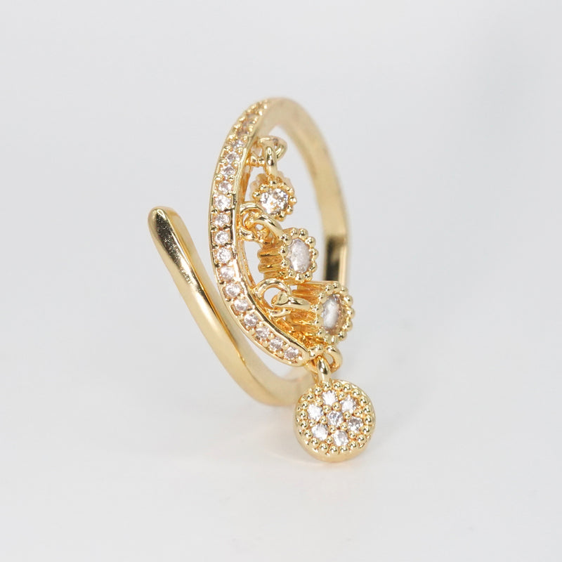 Ellice Ring - Sterling silver ring with attached charms featuring shimmering stones.