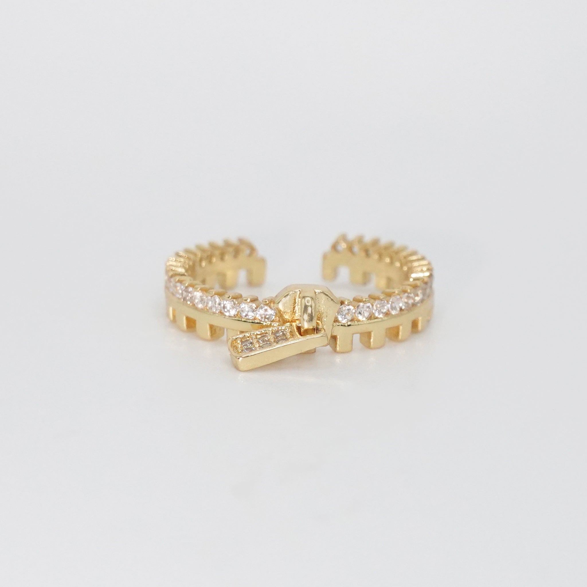 Reefer Ring - Zipper-shaped design with shiny stones.