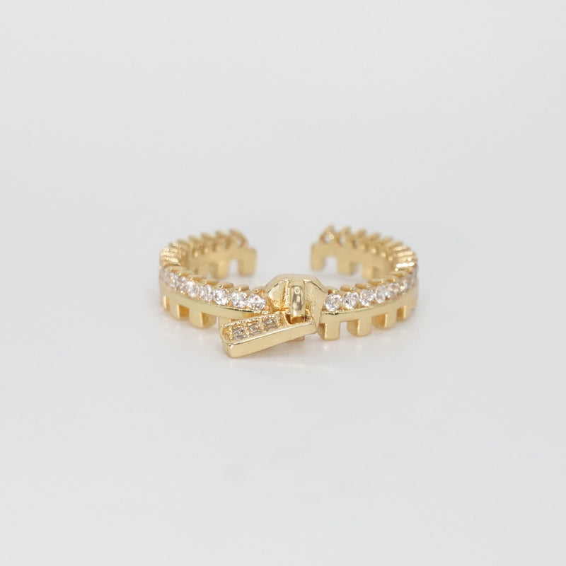 Reefer Ring - Zipper-shaped design with shiny stones.