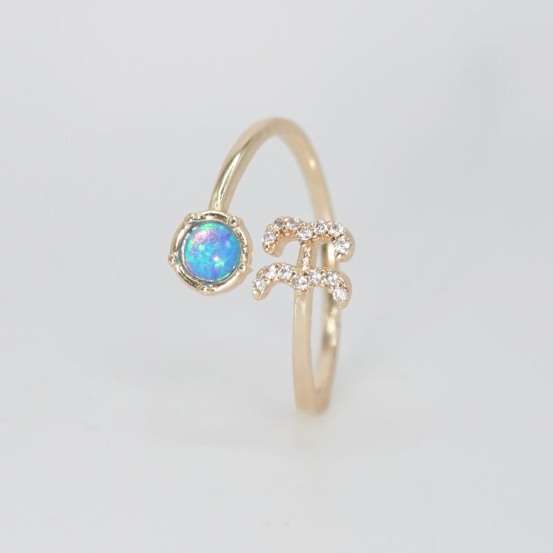 Aquarius Ring: Water symbol in opal and shimmering stones, epitome of individuality.