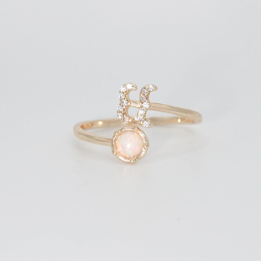 Aquarius Ring: Water symbol in opal and shimmering stones, epitome of individuality.