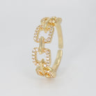 Temescal Ring: Square chains with shimmering stones, exuding glamour.