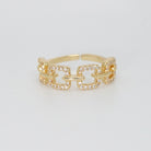 Temescal Ring: Square chains with shimmering stones, exuding glamour.