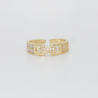 Baylor Ring: Two intricately connected pieces adorned with shimmering stones, exuding elegance and sophistication.