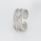 Sterling silver Bellagio Ring with sparkling stones, bold design.