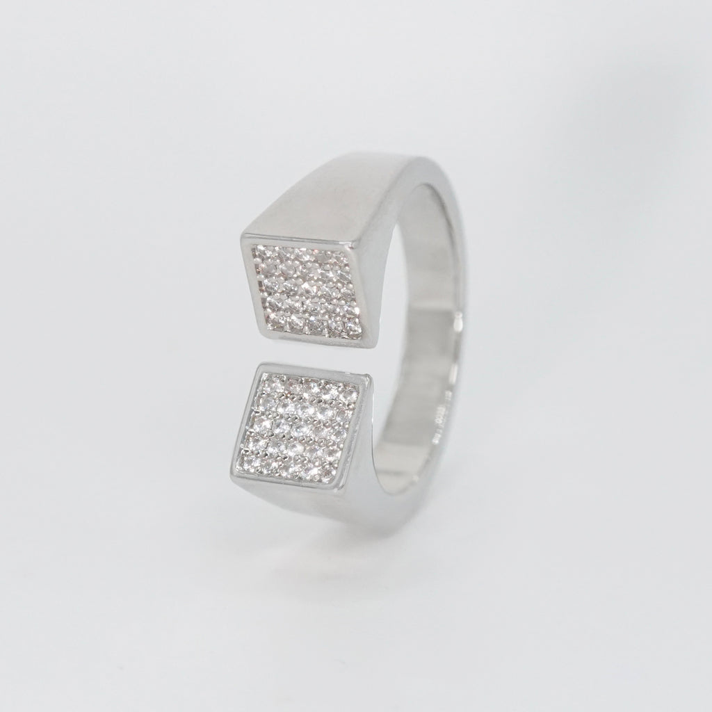 Sterling silver Chalon Ring adorned with shimmering stones, epitome of elegance.