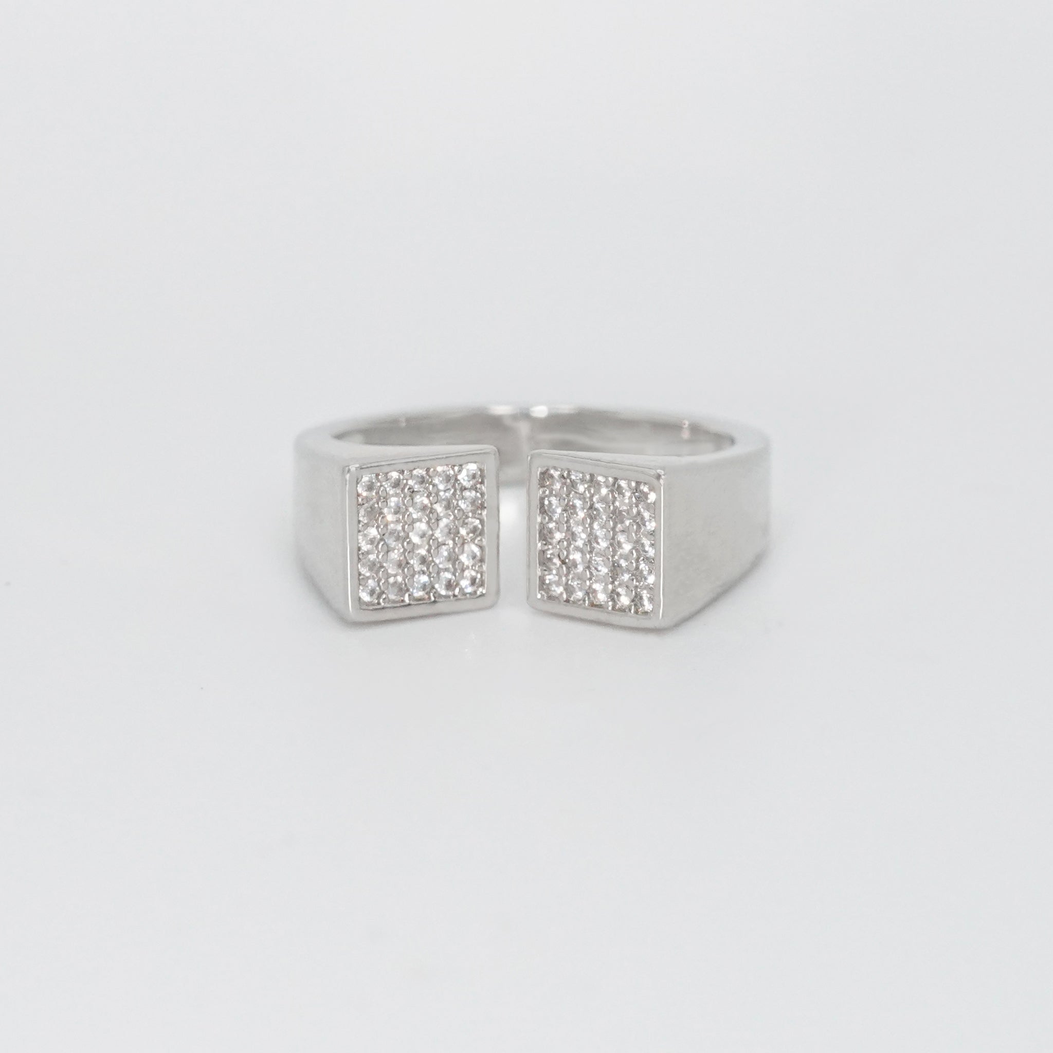 Sterling silver Chalon Ring adorned with shimmering stones, epitome of elegance.