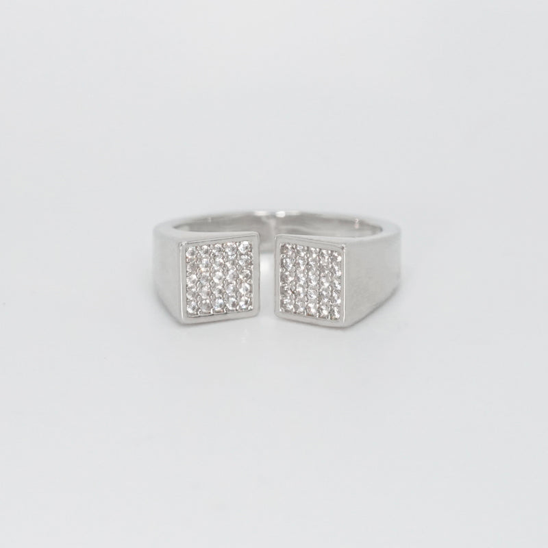 Sterling silver Chalon Ring adorned with shimmering stones, epitome of elegance.