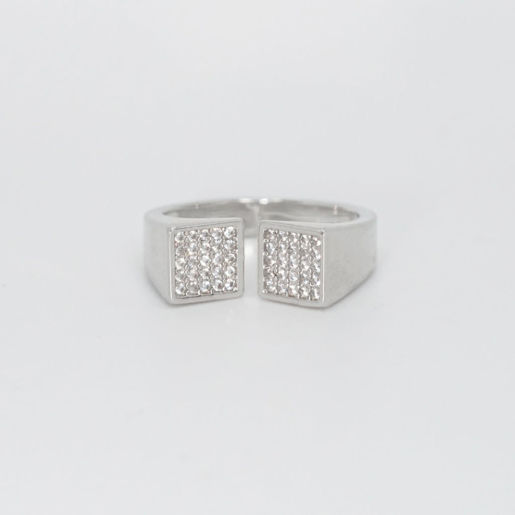 Sterling silver Chalon Ring adorned with shimmering stones, epitome of elegance.