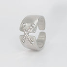 Sterling silver Stradella Ring with cross design and shimmering stones, epitome of elegance and unity.
