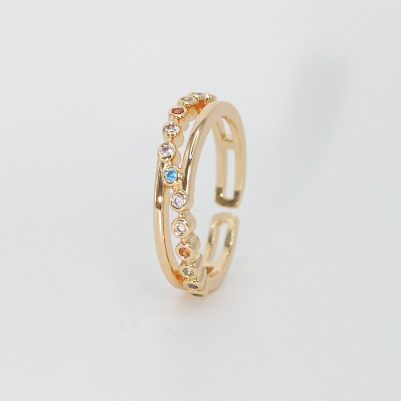 Wilshire Ring - Striking accessory with colorful line intersecting sleek lines.
