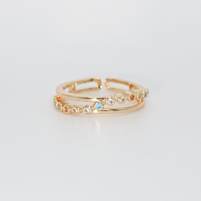 Wilshire Ring - Striking accessory with colorful line intersecting sleek lines.