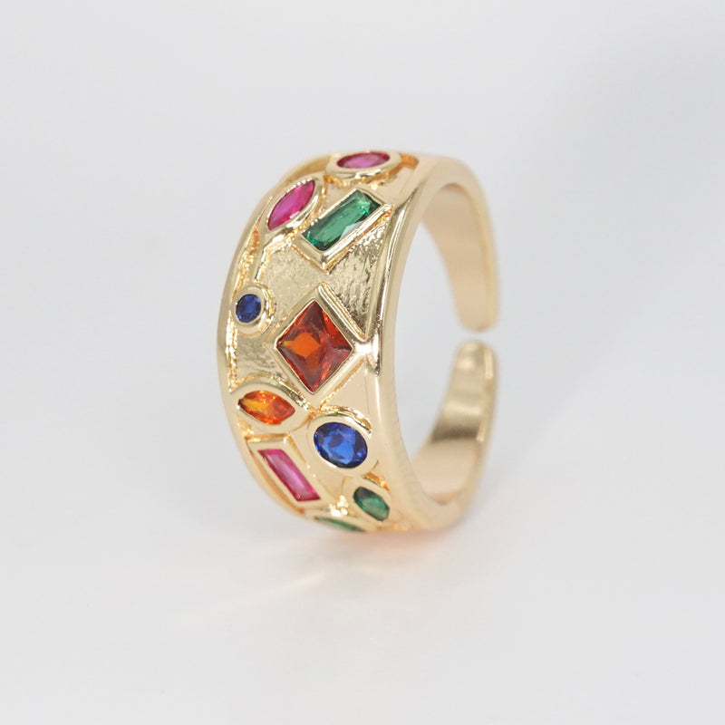 Sunset Ring - Bold accessory adorned with colorful stones.