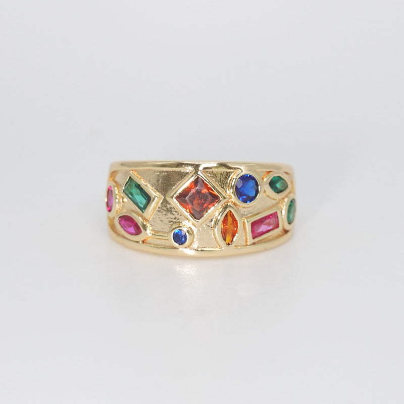 Sunset Ring - Bold accessory adorned with colorful stones.