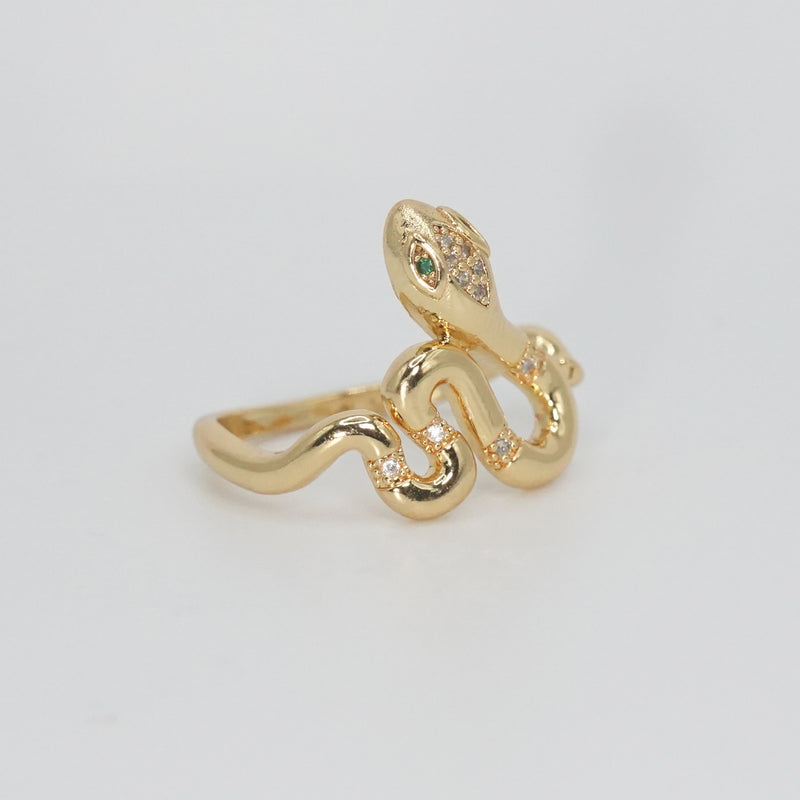 Valle Vista Ring: Serpentine design with captivating shiny stones, epitome of timeless allure.
