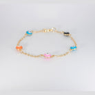 Poppy Bracelet: Vibrant evil eye charms for protection and mystique, epitome of eclectic charm.