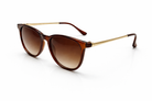 Brown sunglasses with gold frames on a white background