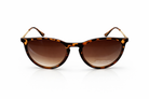 Sunglasses with tortoiseshell frame and brown gradient lenses on a white background