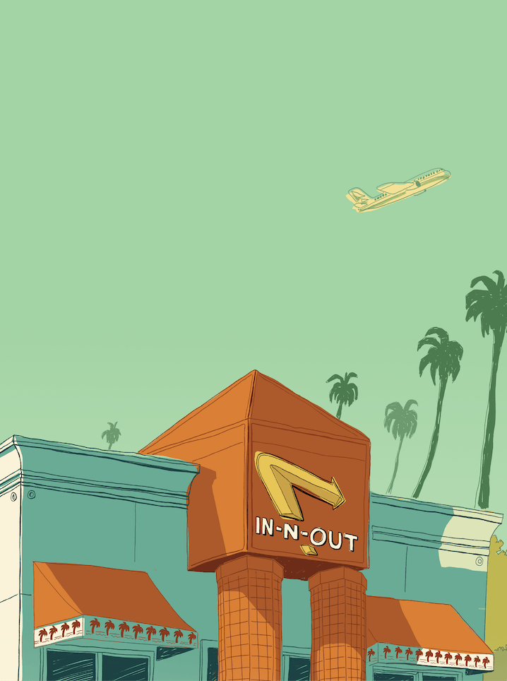 Vibrant In-N-Out illustration print from FORMA, showcasing the beloved Californian fast-food institution in striking detail and color, perfect for adding a fun, nostalgic touch to your décor.