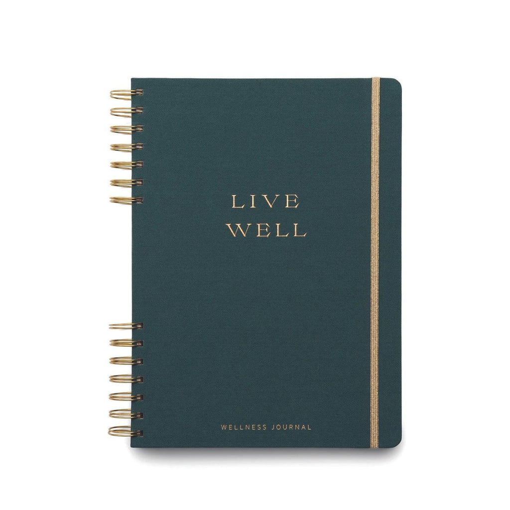Image of the 'Live Well Wellness Journal', emphasizing its wellness tracking features across fitness, nutrition, mental health, and personal goals.