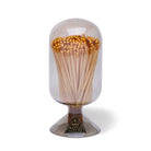 Golden Tip Smoke Match Cloche with gold-tipped matches, housed in a smoky glass cloche, perfect for stylish home decor.