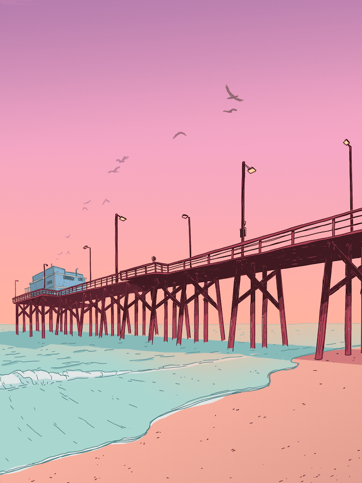 FORMA's exclusive Newport Beach pier print, showcasing the scenic beauty of the iconic seaside location, perfect for infusing your décor with laid-back California beach vibes.