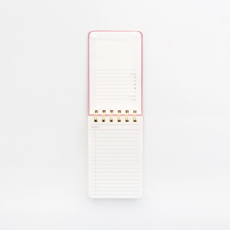 Image showcasing the 'Radiant Rainbow Suede Cloth Covered Notepad', featuring a vibrant rainbow-themed suede cloth cover.