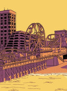 Santa Monica themed print showcasing a vibrant Ferris wheel and serene Pacific Ocean, available at the FORMA store.