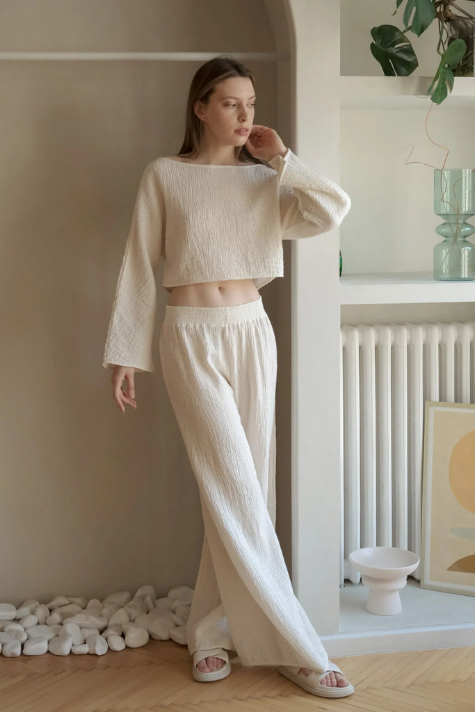 Skye Palazzo Pants - Elegant and comfortable wide-leg pants with a flowing drape.