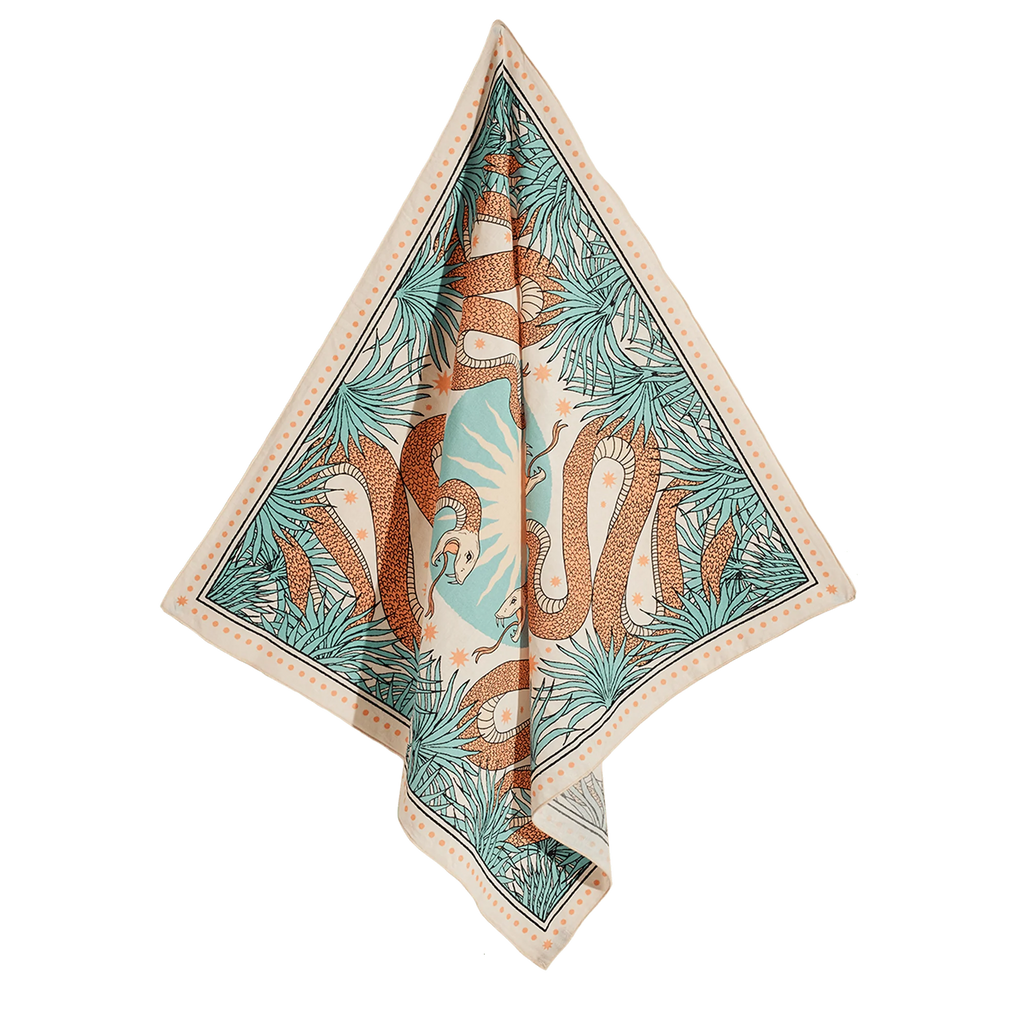 'Serpent Bandana' crafted from soft cotton, featuring a striking serpent print