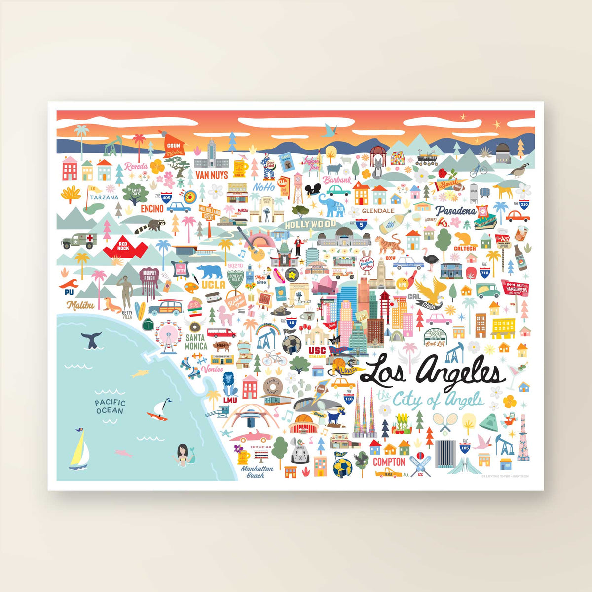 Los Angeles City Map Print