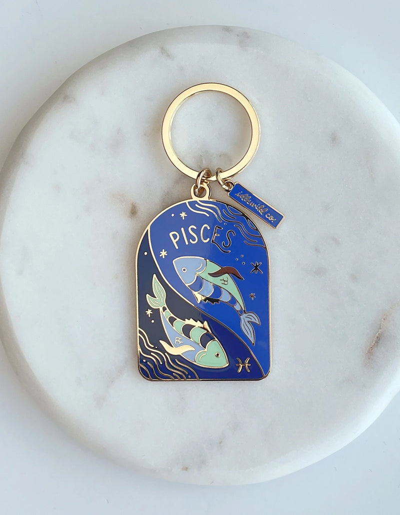 Pisces Keychain - Sleek and durable keychain featuring the Pisces zodiac symbol.