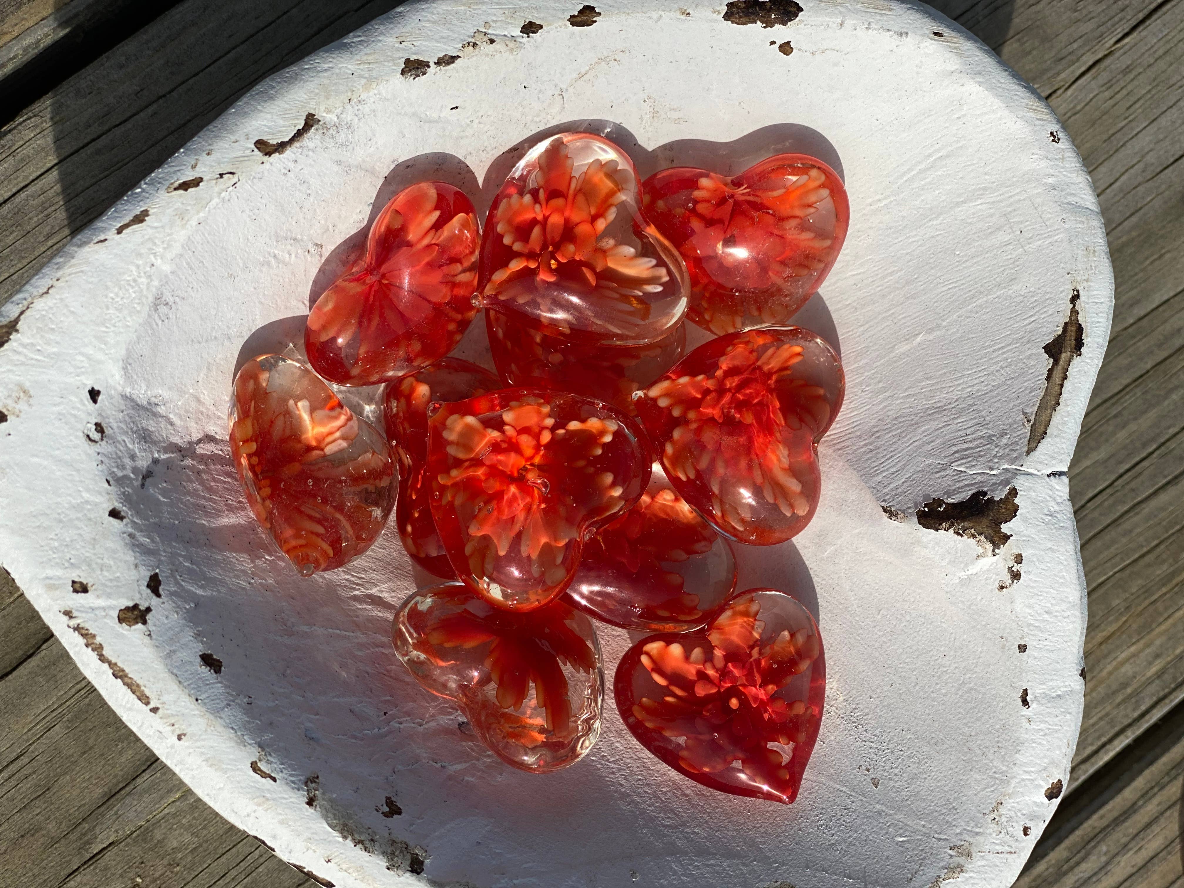 Glass Hearts in Rainbow Colors