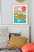Artistic representation of Venice Beach's vibrant boardwalk and serene waves, capturing the essence of California's coastal gem.