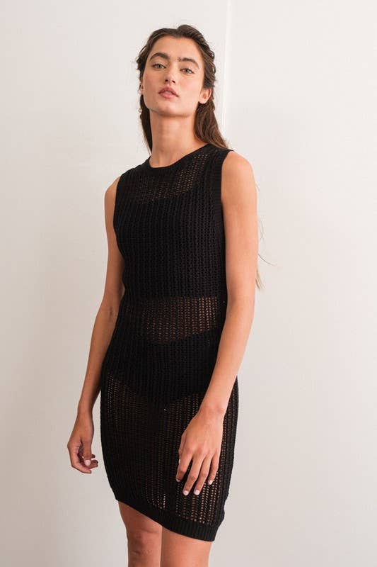 little black dress crochet pattern MINKPINK Black Crochet Mini Dress - All Dresses