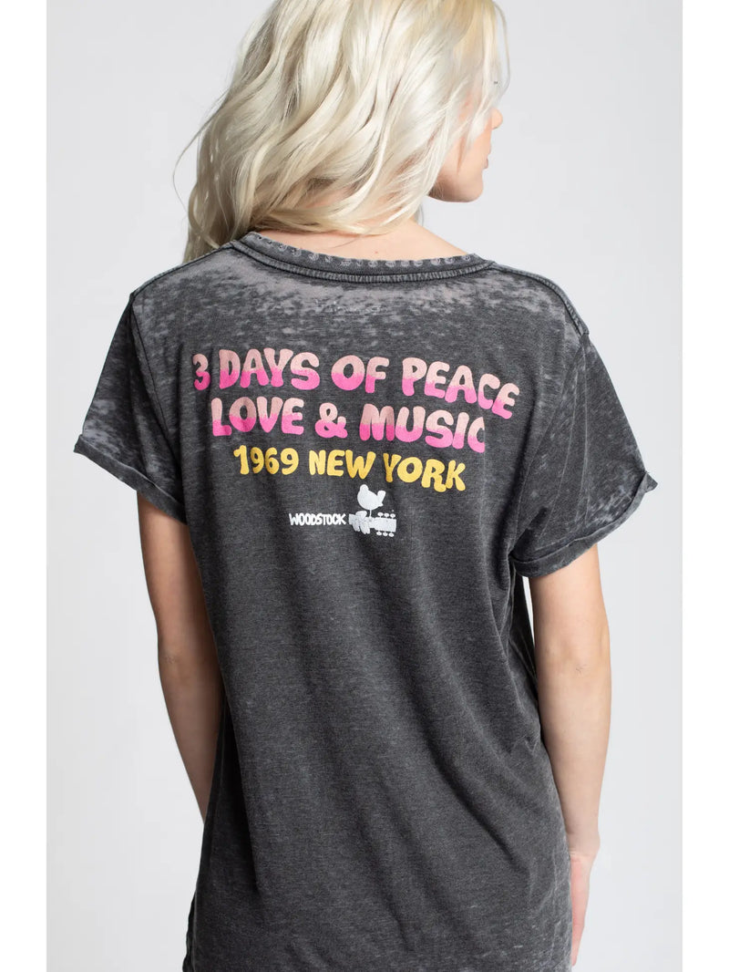 Woodstock Peace Love & Music Burnout Tee